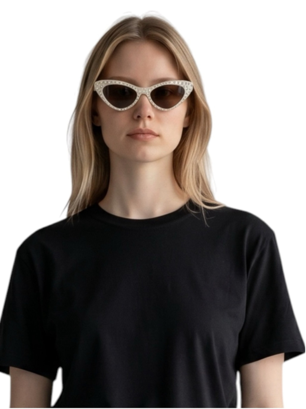 Moschino Crystal Embellished Cat Eye Sunglasses, Model MOS006/S/STR - Picture 2 of 11